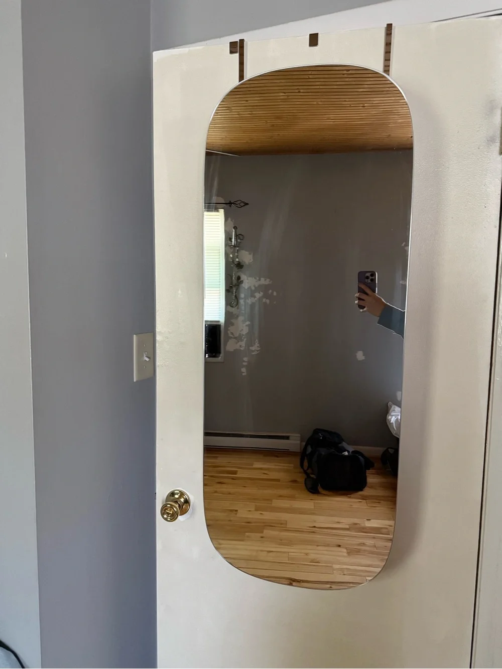 Full-Length Oval Wall Mirror - White Trim